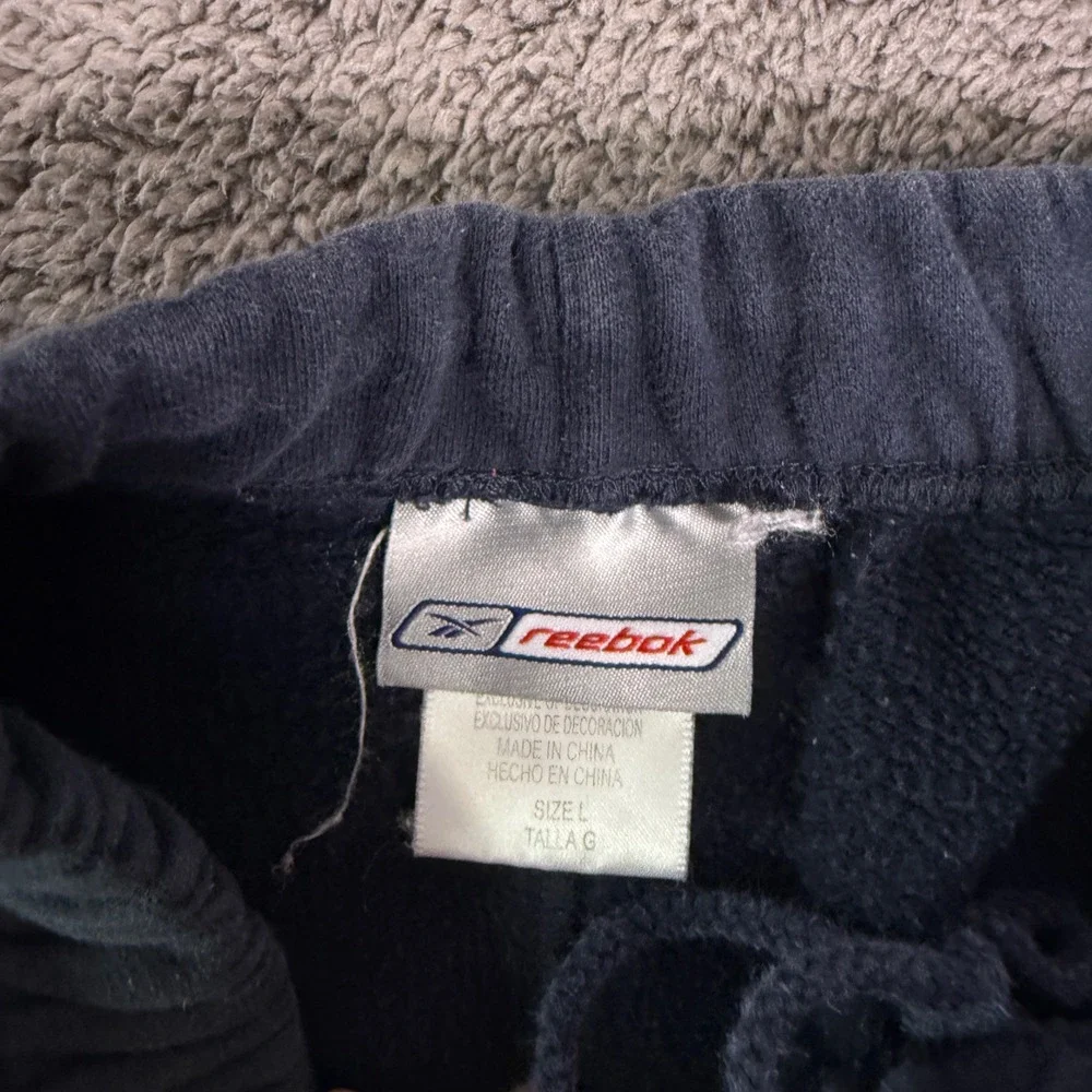 Reebok Sweatpants Navy Blue Fleece Lined Joggers Large